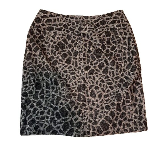 Peter Nygard Skirt 10 Wool Blend Pencil Snakeskin Print Black Gray Corpcore Chic - Picture 3 of 6